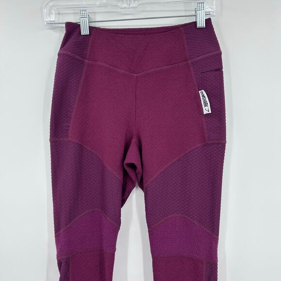 Gymshark True Texture Dark Ruby Mid Rise Leggings Full Length Women’s Size Small - Picture 4 of 12